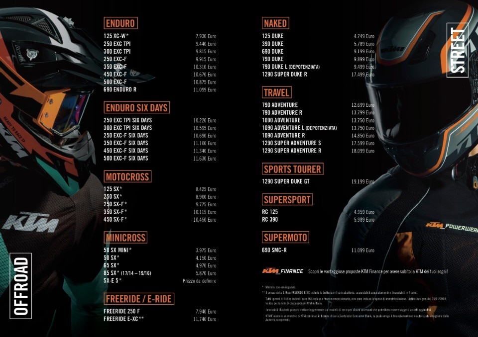 KTM annuncia il listino MY19 KTM annuncia il listino MY19